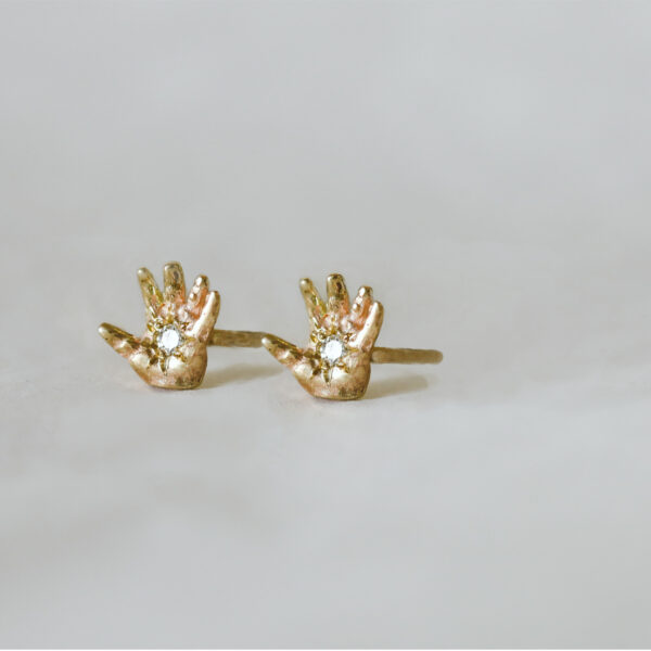 Ella | 9ct Gold Miniature Hand Stud Earrings