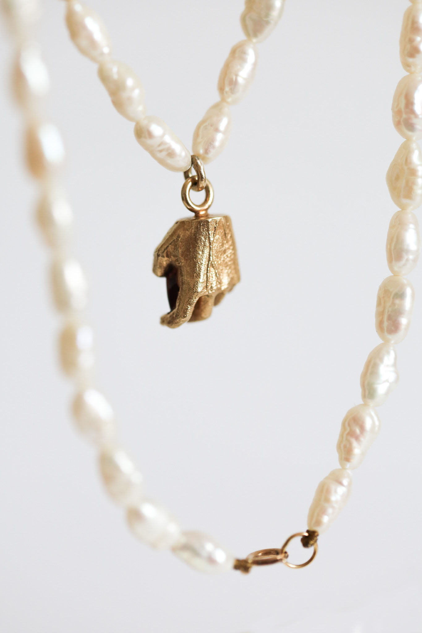 Alexandra | One of a Kind 9ct Gold Red Garnet & Pearl Pendant - Image 9