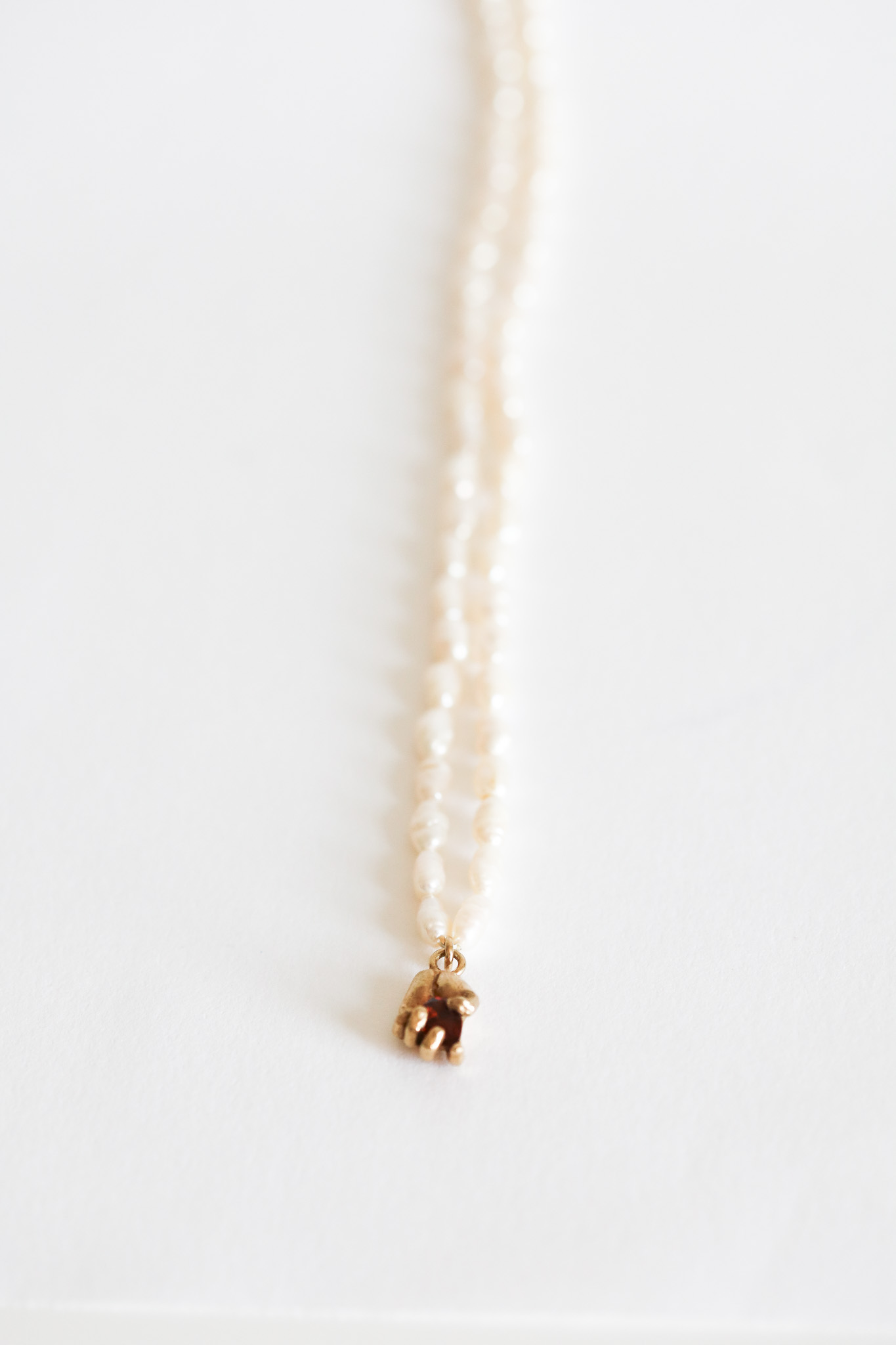 Alexandra | One of a Kind 9ct Gold Red Garnet & Pearl Pendant - Image 14