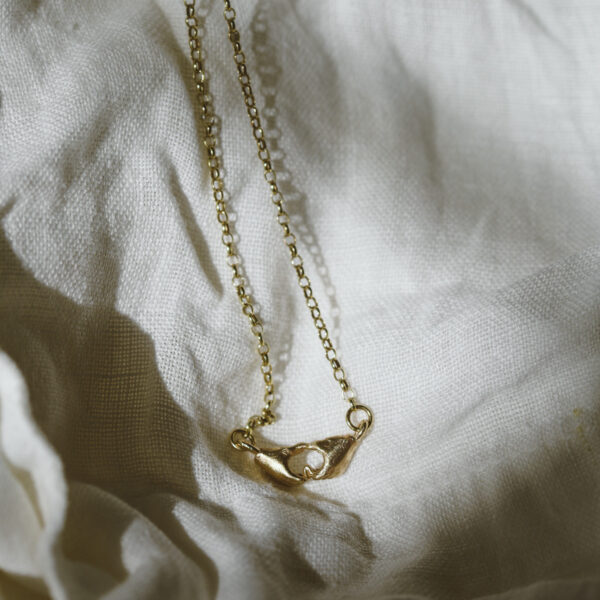 A Quiet Bond | Hand Heart Gold Necklace