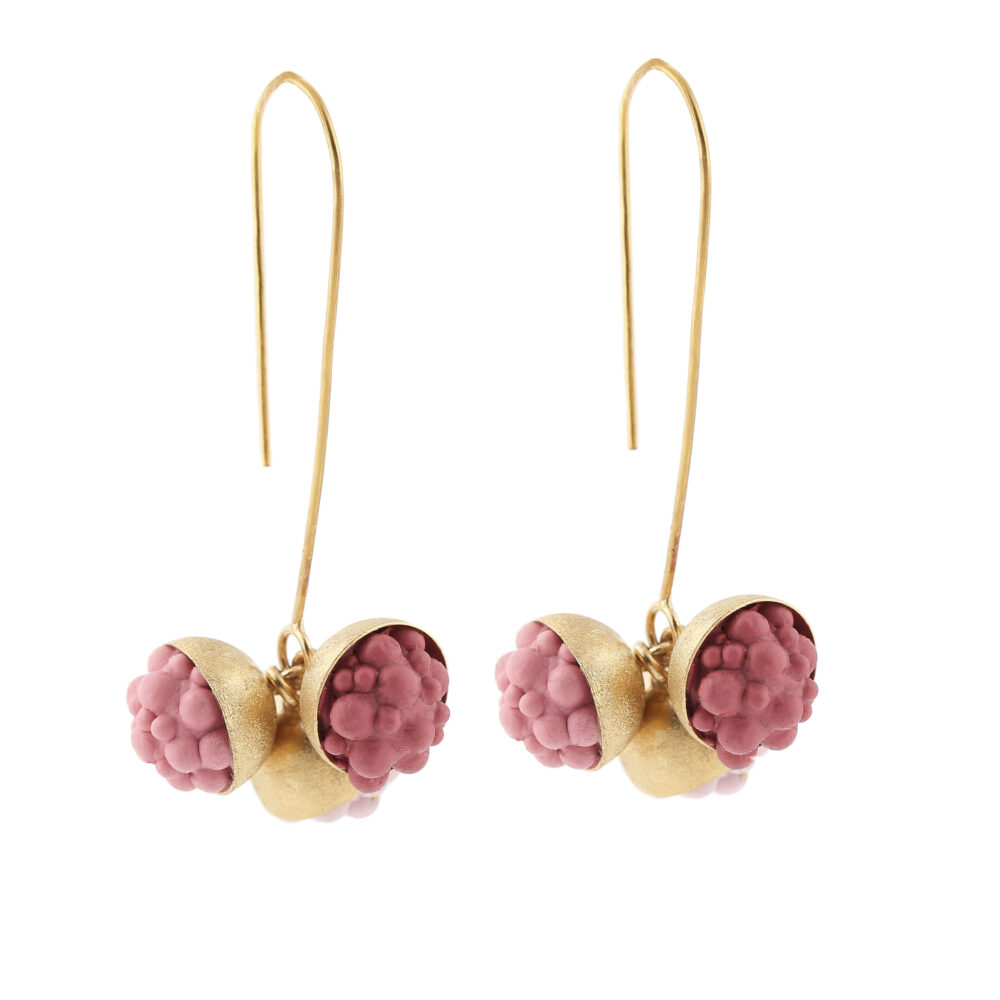 dovile b. / Yellow Gold & Gradient Rouge Silicone Sphere Triplet Earrings
