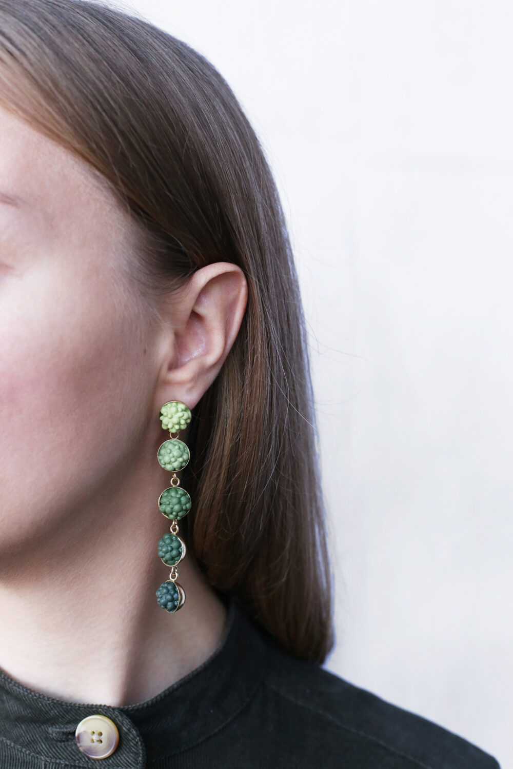 Gradient Green Silicone Dangle Earrings