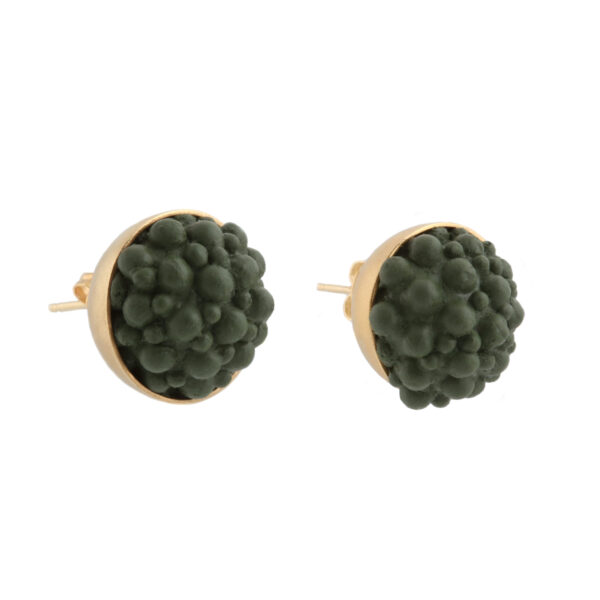 dovile b. / Yellow Gold & Green Silicone Sphere Stud Earrings