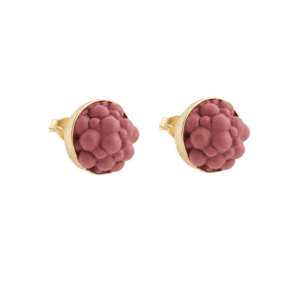 dovile b. / Yellow Gold & Rouge Silicone Sphere Stud Earrings