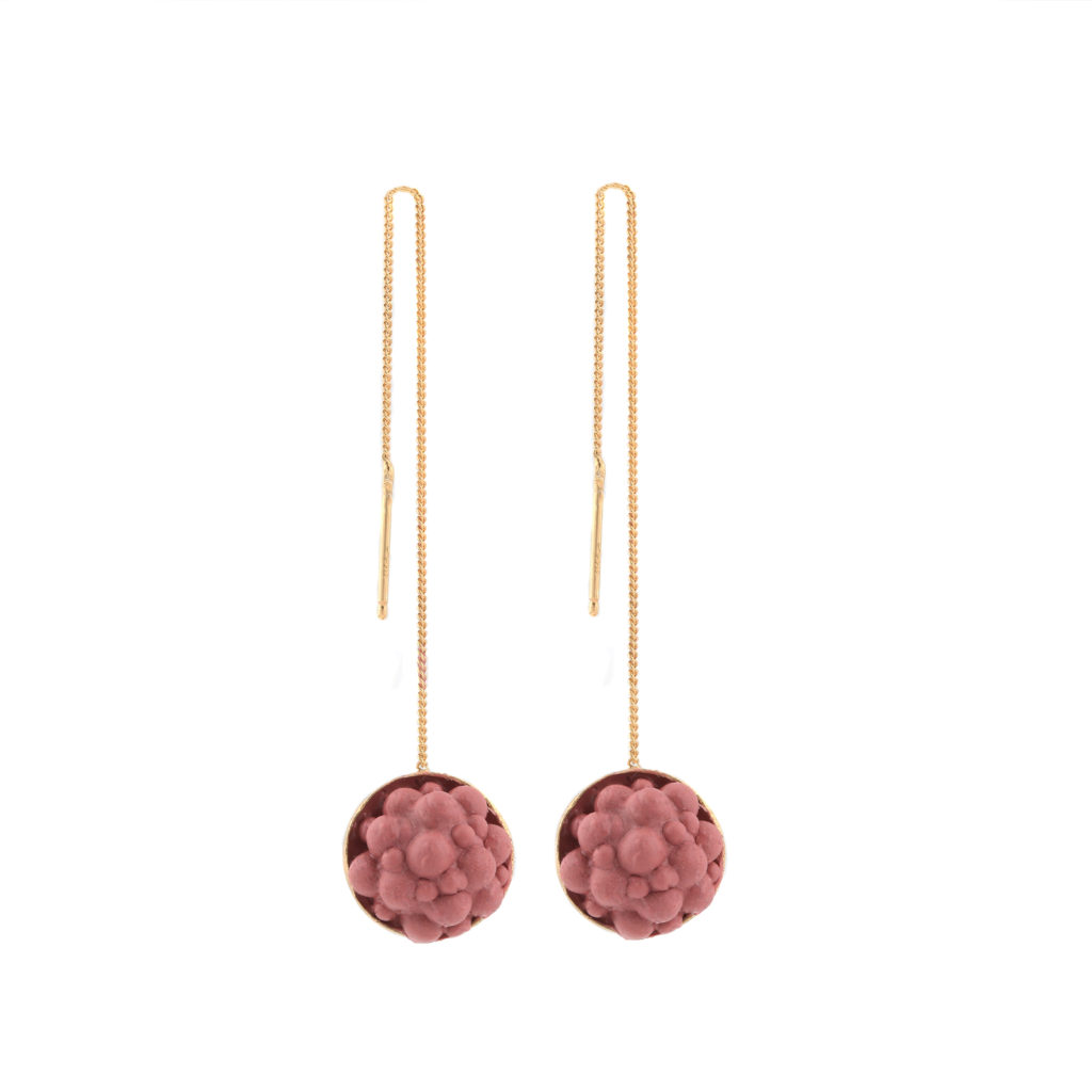 dovile b. / Sphere Rouge Silicone Silver Threaded Earrings